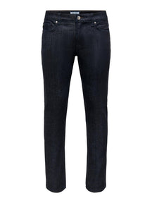 Jeans crudos de telar delgados - mezclilla azul
