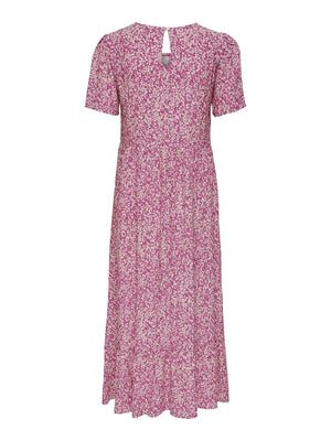 Malle Midi Dress - Flowered Pink - TeeShoppen Group™ - Dress - ONLY