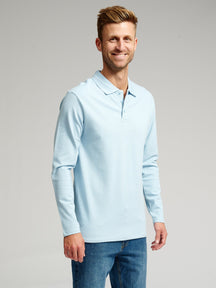 Muscle Long Sleeve Polo Shirt - Light Blue