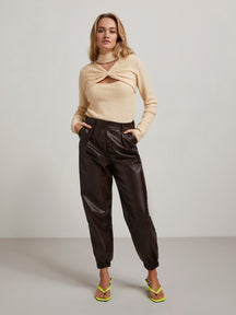 Pantalones de cintura alta de Nemma - Cirera de chocolate