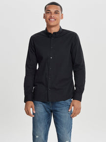 Camisa de manga larga de Poplin - Negro