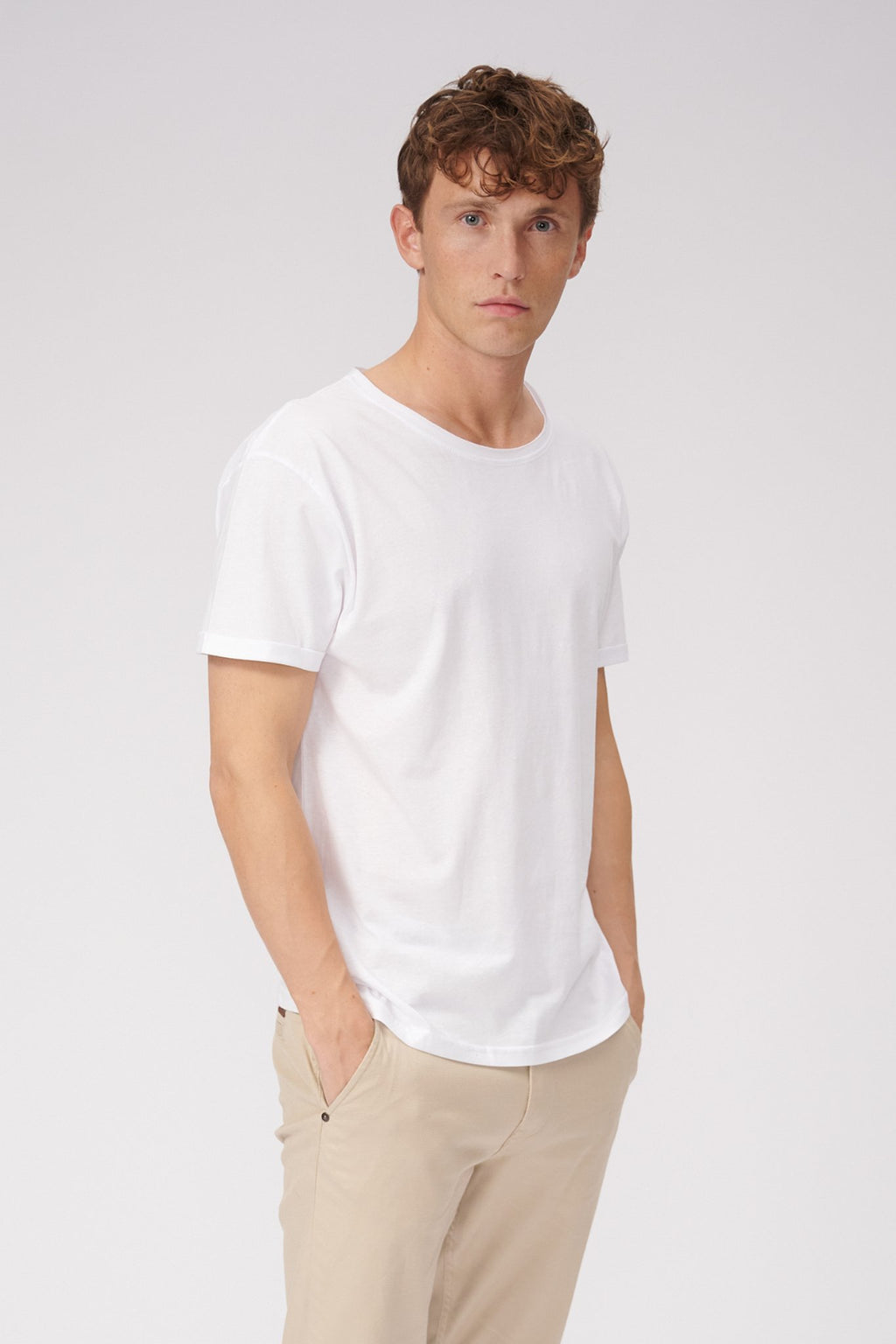 Camiseta de cuello crudo - blanco
