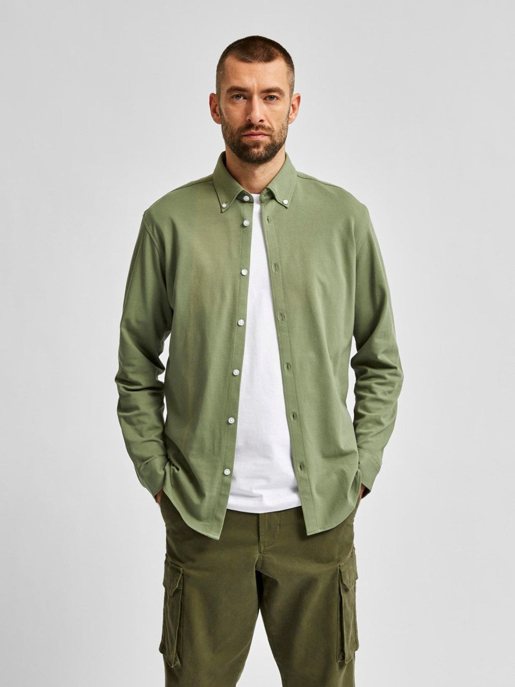 Camisa de Fit Slim en algodón orgánico - Verde