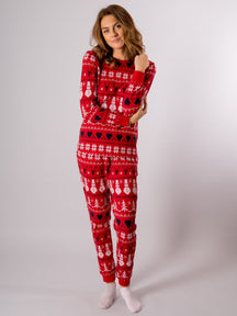 Pajama de mujeres con copas de nieve - rojo