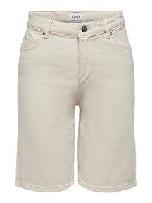 Pantalones cortos de mezclilla ancho de cintura alta Sonny - ECRU