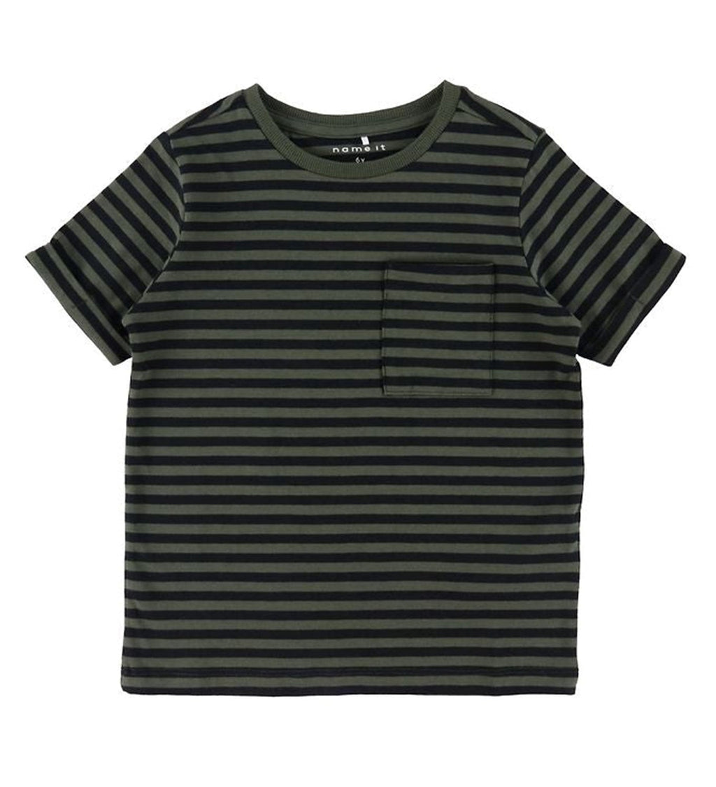 Camiseta a rayas en algodón orgánico - negro